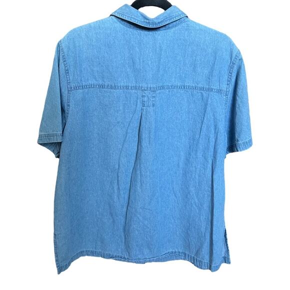 Vintage Route 66 Cotton Embroidered Short Sleeve Denim Shirt Size L - Picture 2 of 7